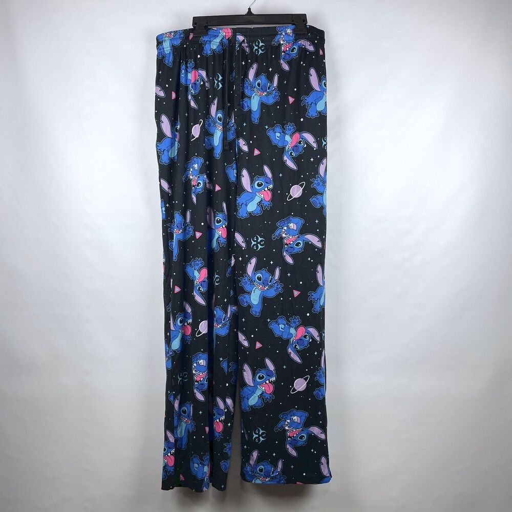 Disney Lilo & Stitch Space Pajama Pants Men's Size 2XL Black Galaxy Sleep Lounge